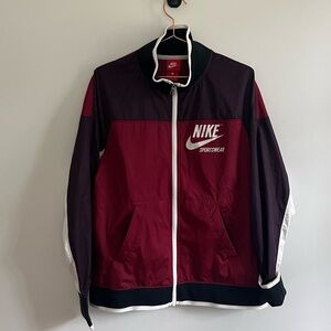 Nike Burgundy and Black Zip Windbreaker Jacket